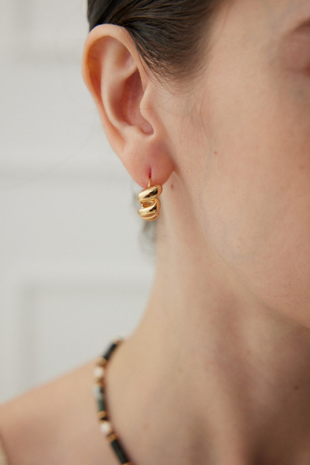 925 Sterling Silver Floral Hoop Earrings, side view