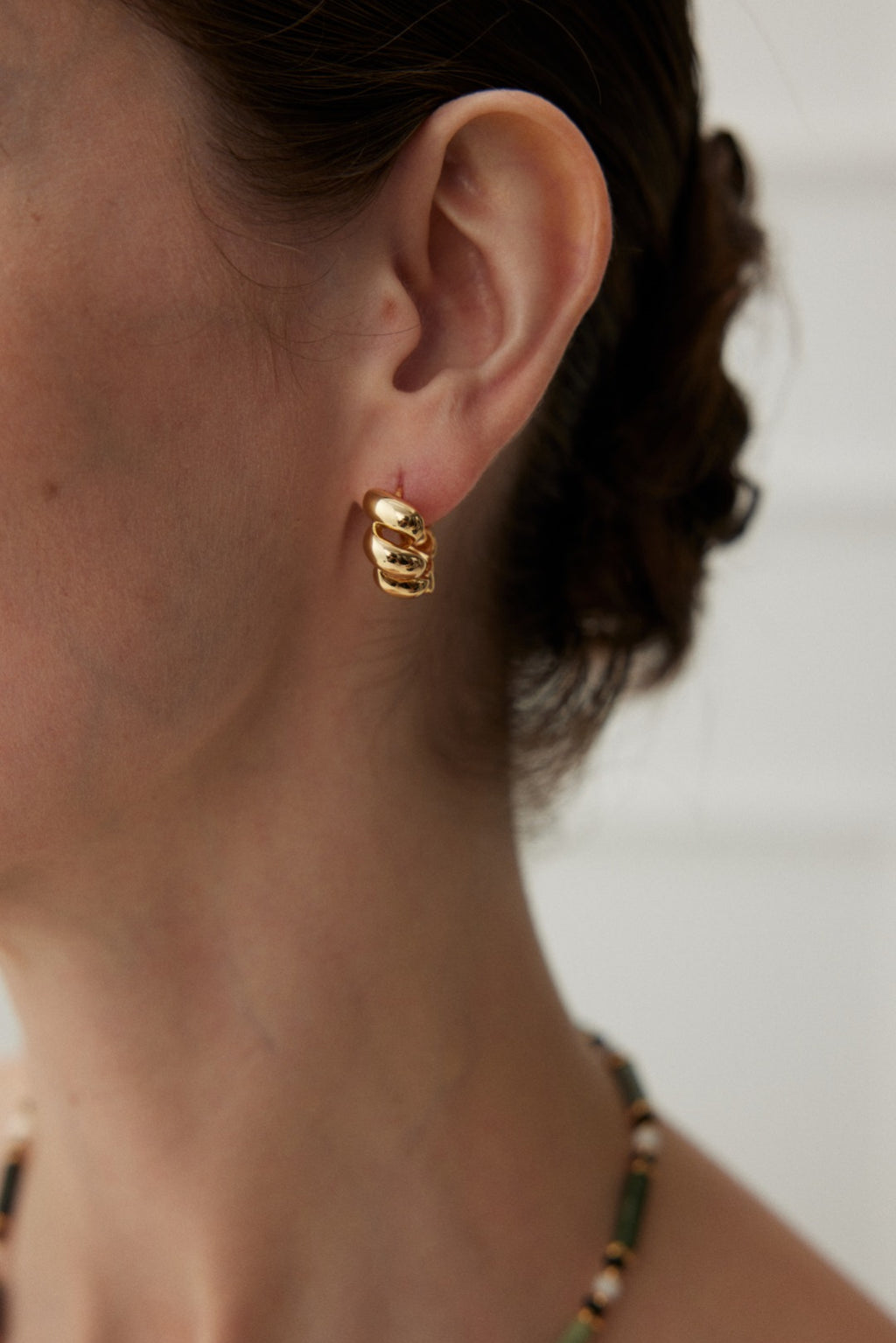 925 Sterling Silver Floral Hoop Earrings, styled view