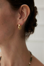 925 Sterling Silver Floral Hoop Earrings, styled view