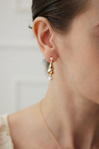 925 Sterling Silver Natural Pearl Drop Earrings, styled view
