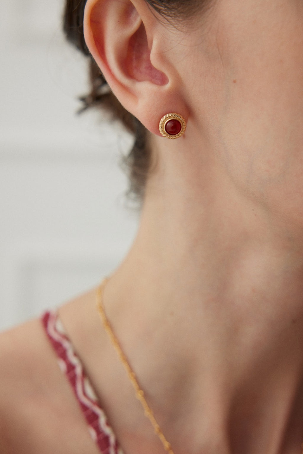 925 Sterling Silver Red Agate Earrings - Silver