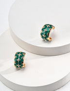 925 Sterling Silver Vintage Enamel and Cubic Zirconia Earrings - Silver