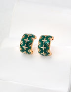 925 Sterling Silver Vintage Enamel and Cubic Zirconia Earrings - Silver