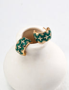 925 Sterling Silver Vintage Enamel and Cubic Zirconia Earrings - Silver