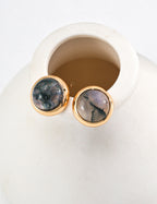 925 Sterling Silver Moss Agate Earrings - Silver