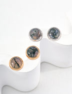 925 Sterling Silver Moss Agate Earrings - Silver