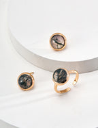 925 Sterling Silver Moss Agate Ring - Silver