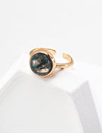 925 Sterling Silver Moss Agate Ring - Silver