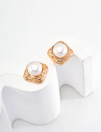 925 Sterling Silver Pearl 灰白珍珠 Earrings - Silver
