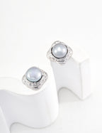 925 Sterling Silver Pearl 灰白珍珠 Earrings - Silver