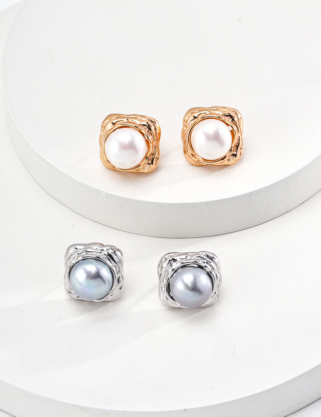 925 Sterling Silver Pearl 灰白珍珠 Earrings - Silver