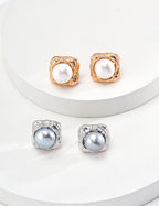 925 Sterling Silver Pearl 灰白珍珠 Earrings - Silver