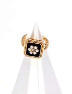 925 Sterling Silver Enamel Faux Pearl Cubic Zirconia Ring, product view 3