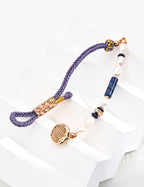 925 Sterling Silver Lapis Lazuli, Natural Pearl and Cord Bracelet - Silver