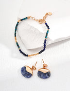 925 Sterling Silver 蓝点石 Earrings - Silver