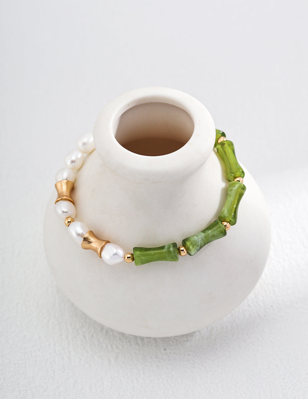 925 Sterling Silver Resin Stone and Natural Pearl Bracelet - Vintage Gold