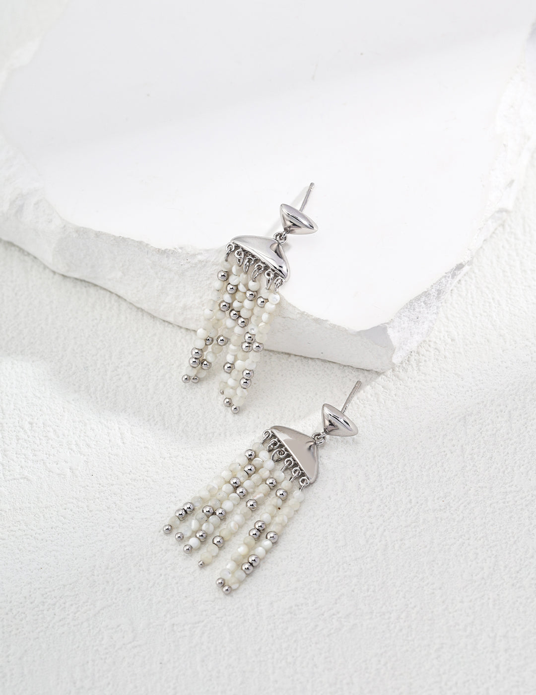 925 Sterling Silver Shell Earrings - Silver