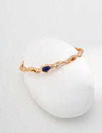 925 Sterling Silver Lapis Lazuli Bangle - Silver