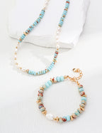 925 Sterling Silver Natural Pearl and Shoushan Stone Necklace - Silver