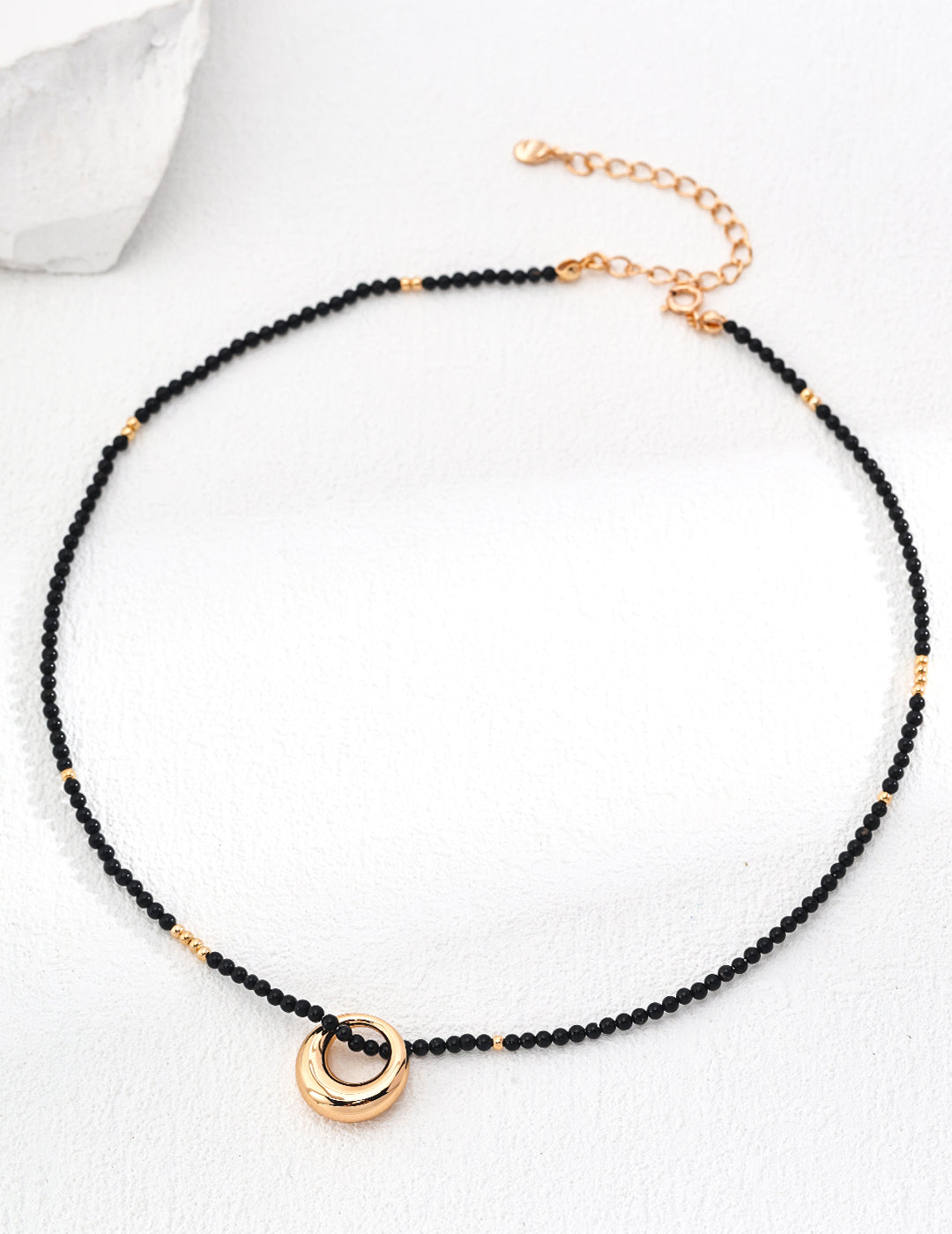 925 Sterling Silver Black Agate Necklace - Silver