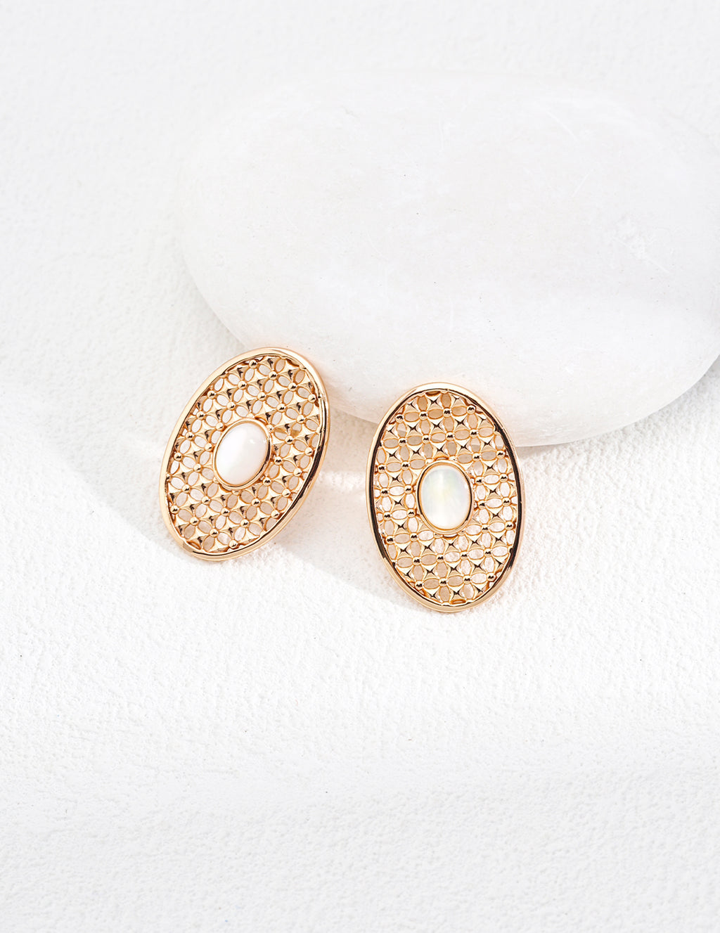 925 Sterling Silver Mother of Pearl Earrings, product view 1
