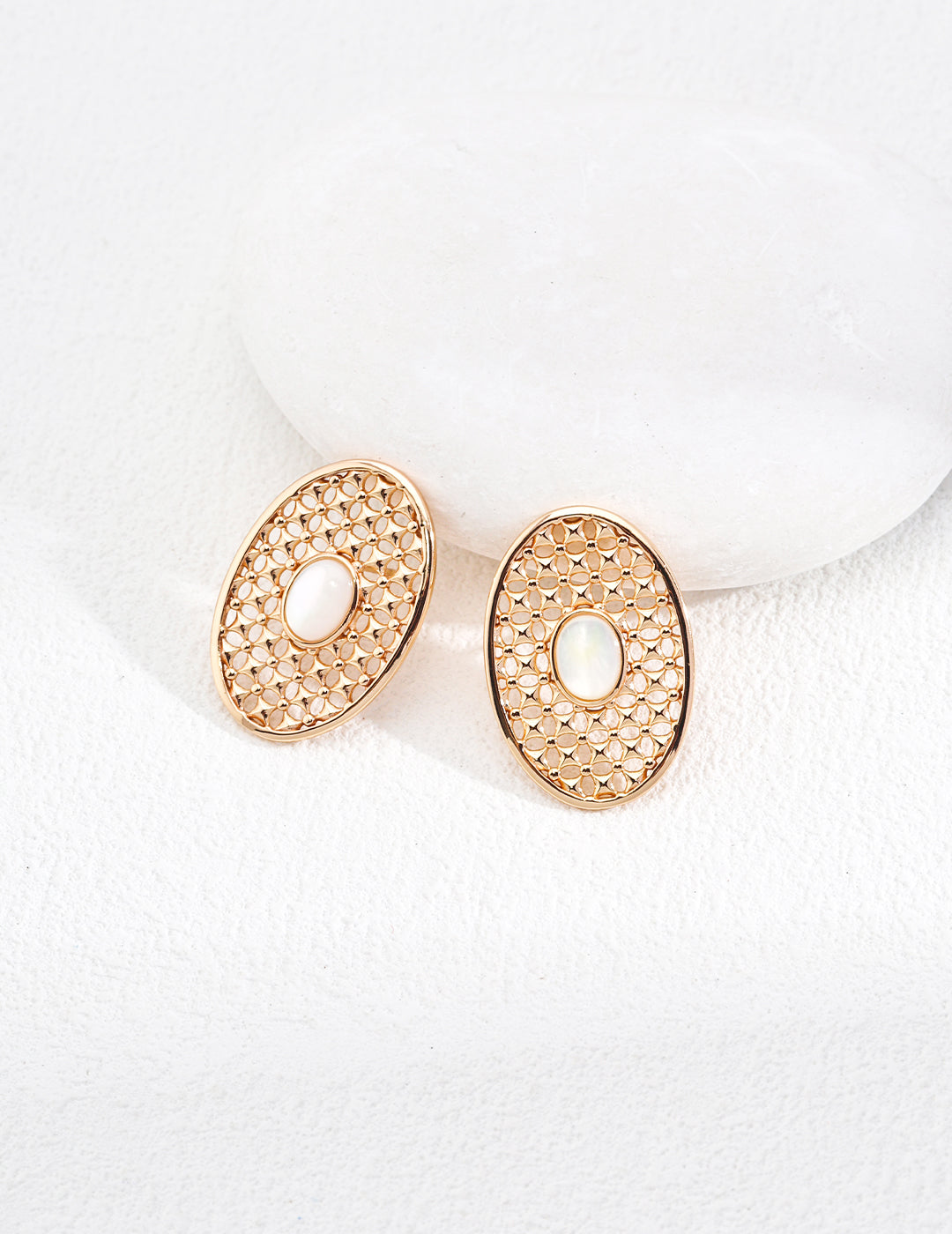 925 Sterling Silver Mother of Pearl Earrings, product view 1