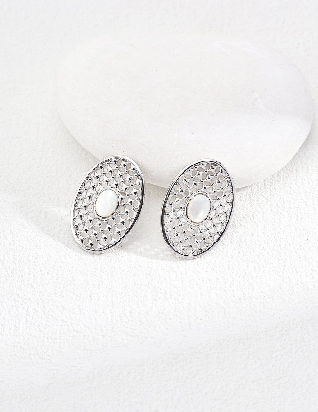 925 Sterling Silver Mother of Pearl Earrings, product view 3