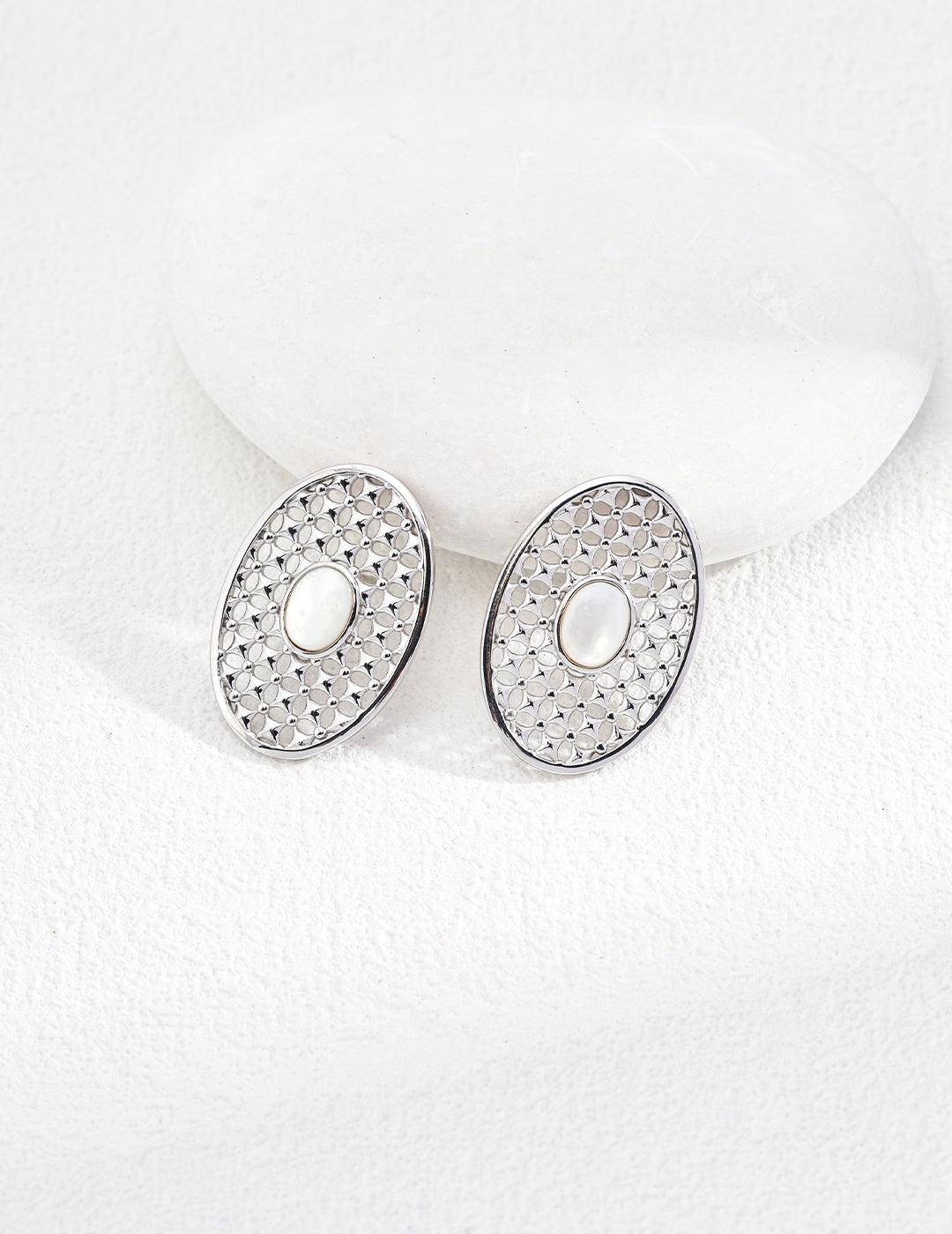 925 Sterling Silver Mother of Pearl Earrings, product view 3