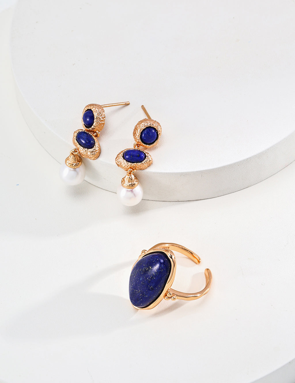 925 Sterling Silver Star Lapis Lazuli Ring - Vintage Gold