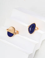 925 Sterling Silver Star Lapis Lazuli Ring - Vintage Gold
