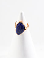 925 Sterling Silver Star Lapis Lazuli Ring - Vintage Gold