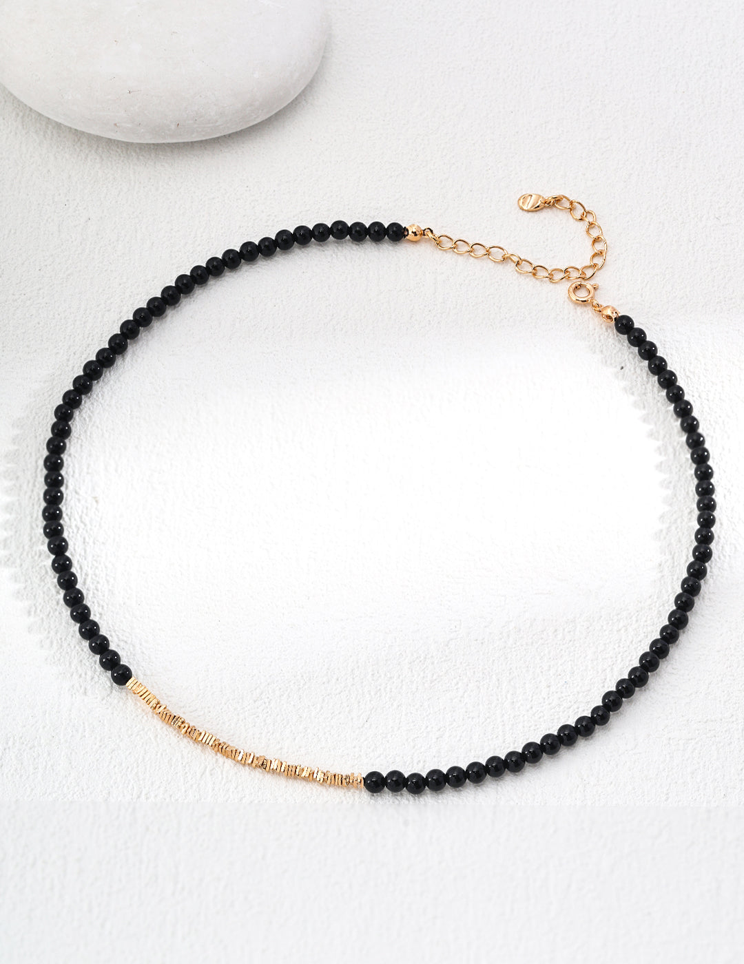 925 Sterling Silver Black Agate Necklace - Silver