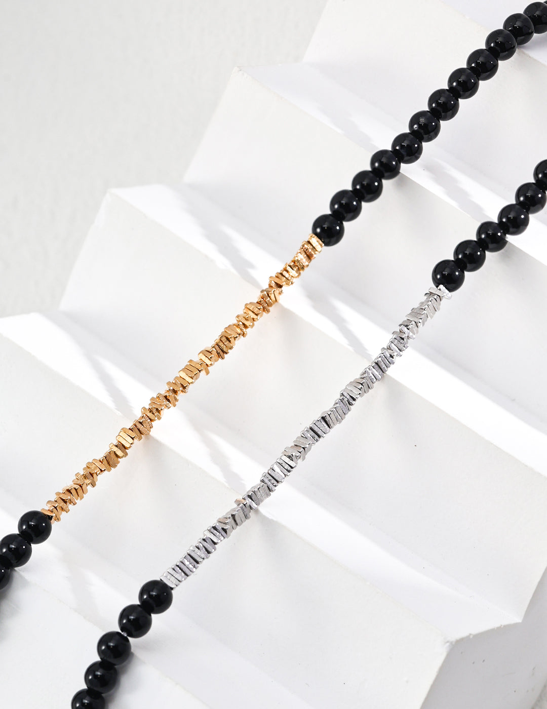 925 Sterling Silver Black Agate Necklace - Silver