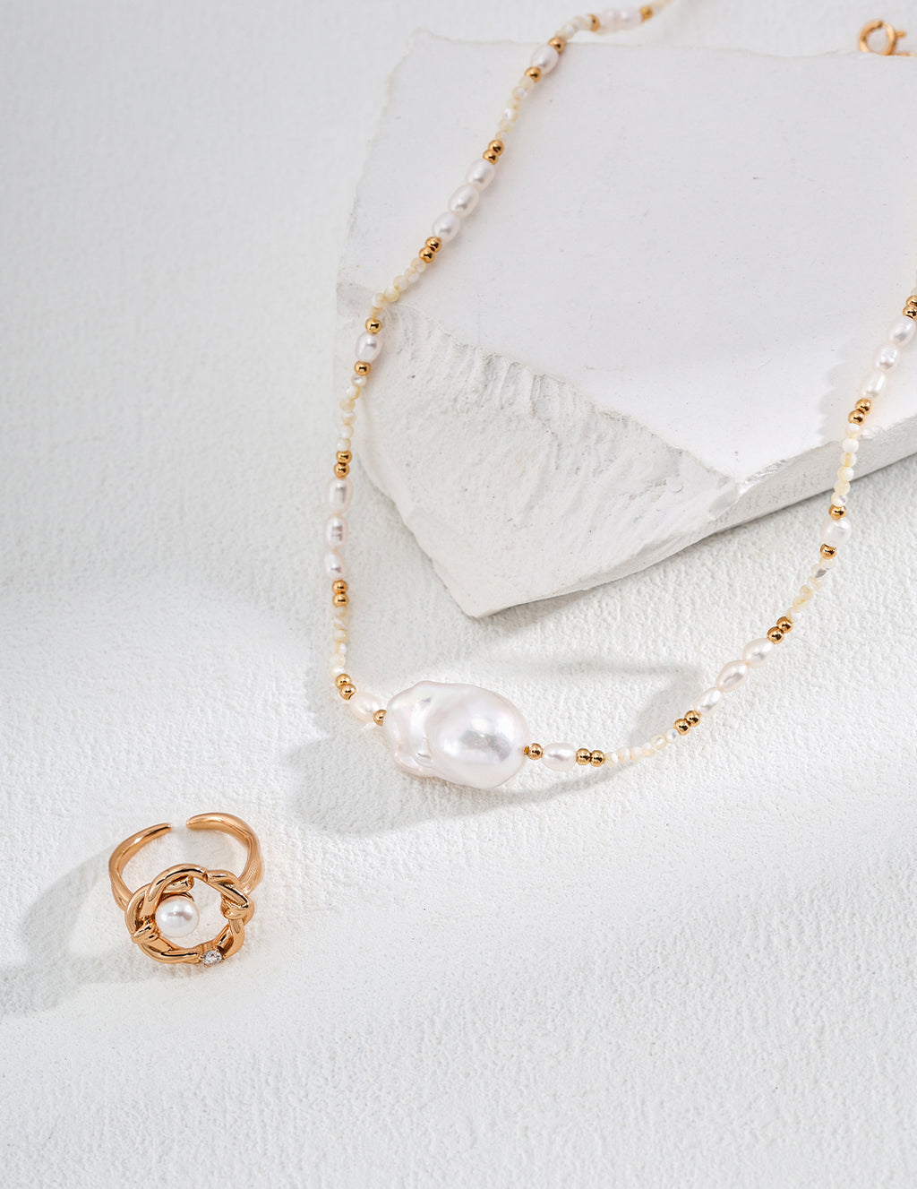 925 Sterling Silver Natural Pearl and Mother of Pearl Necklace, product view 5