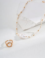 925 Sterling Silver Natural Pearl and Mother of Pearl Necklace, product view 5