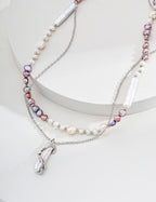 925 Sterling Silver Natural Pearl Necklace - Silver