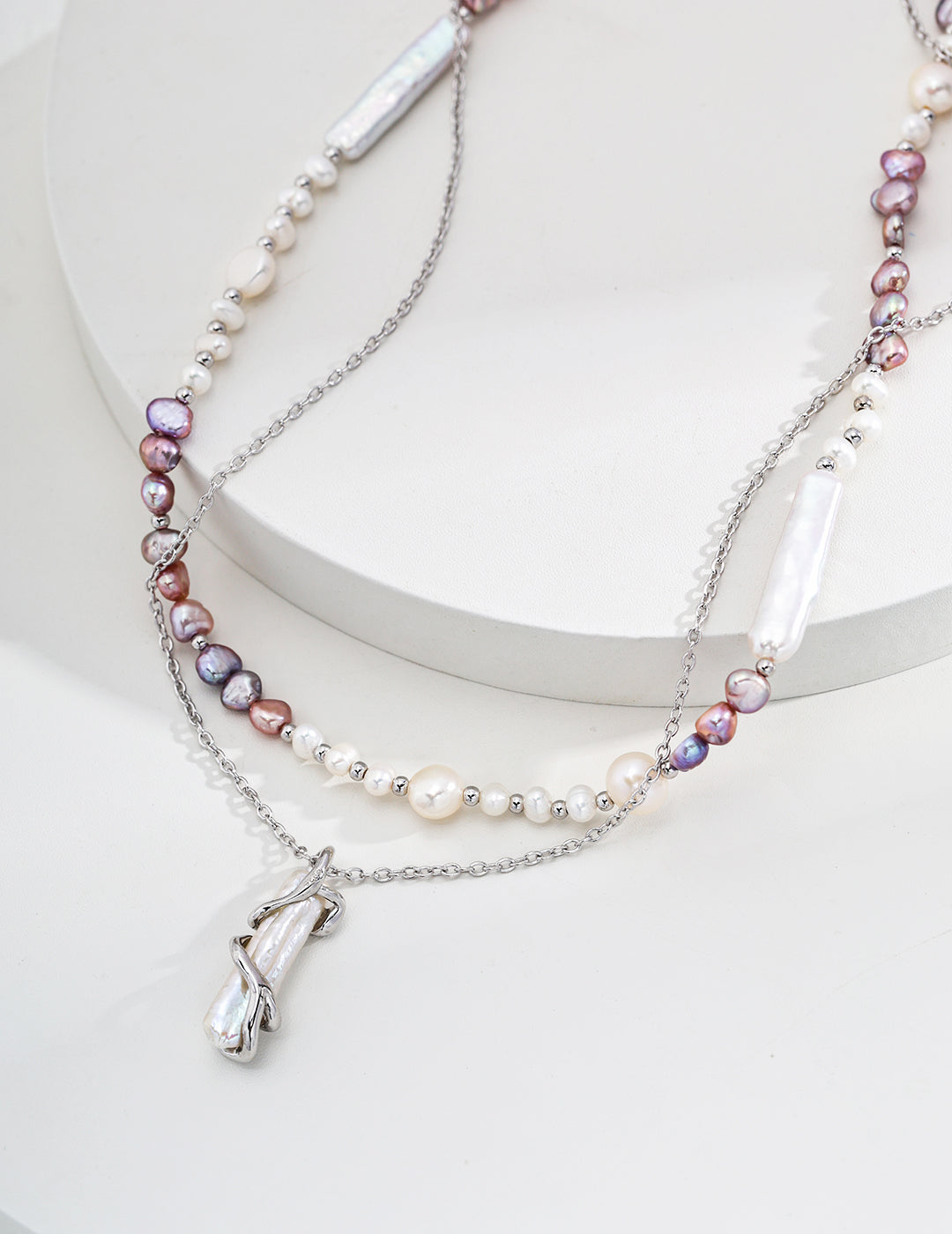 925 Sterling Silver Natural Pearl Necklace - Silver