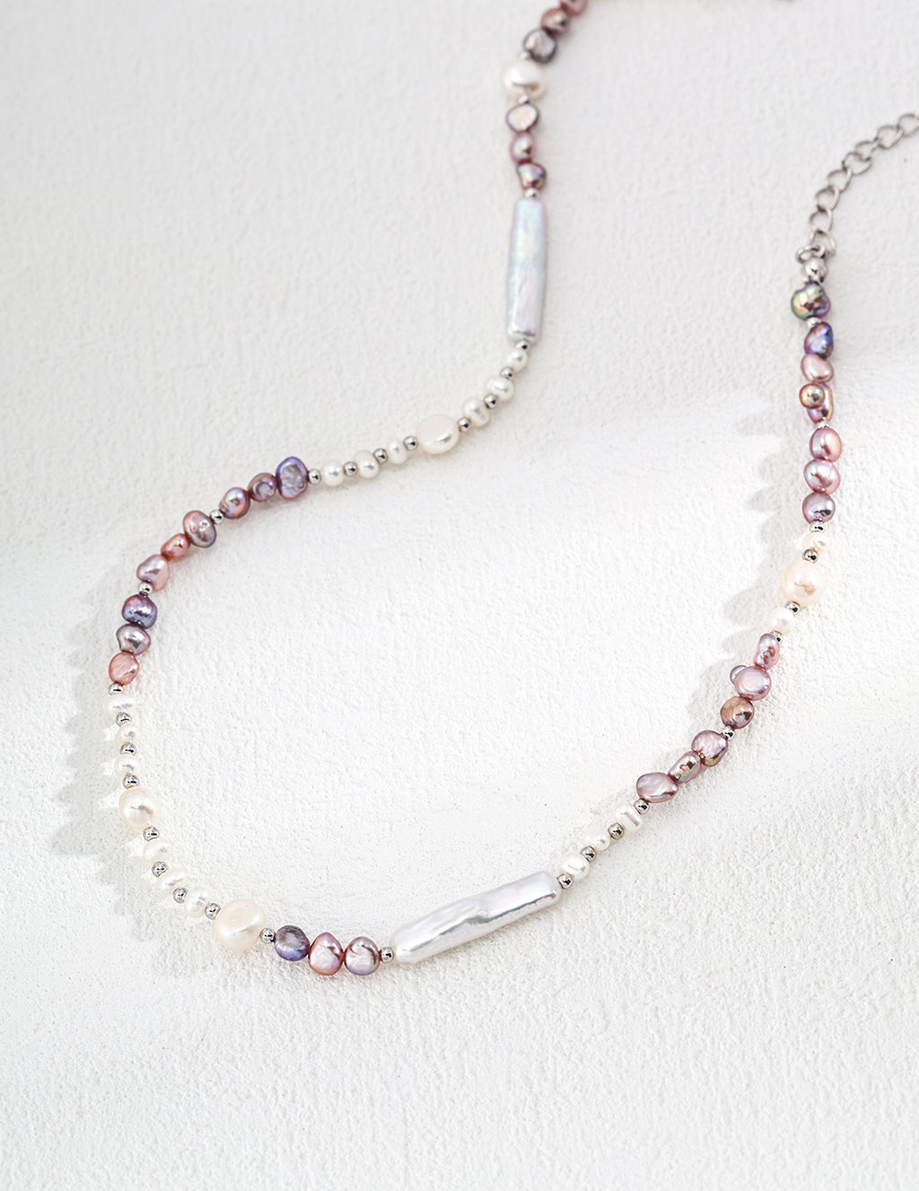 925 Sterling Silver Natural Pearl Necklace - Silver