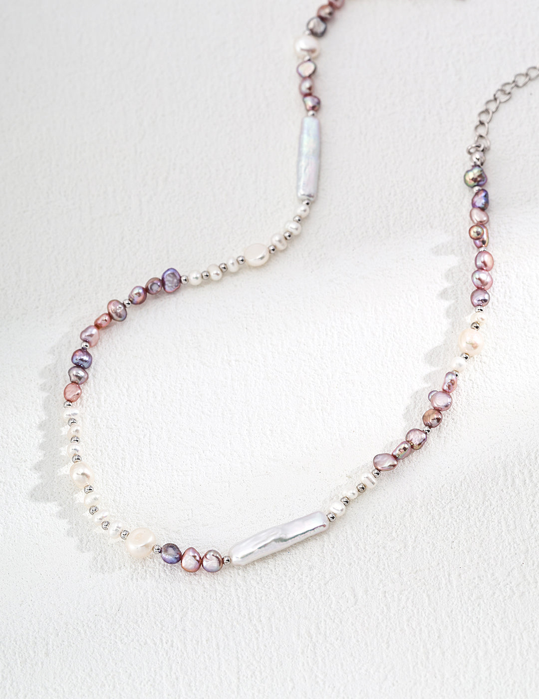 925 Sterling Silver Natural Pearl Necklace - Silver