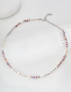 925 Sterling Silver Natural Pearl Necklace - Silver