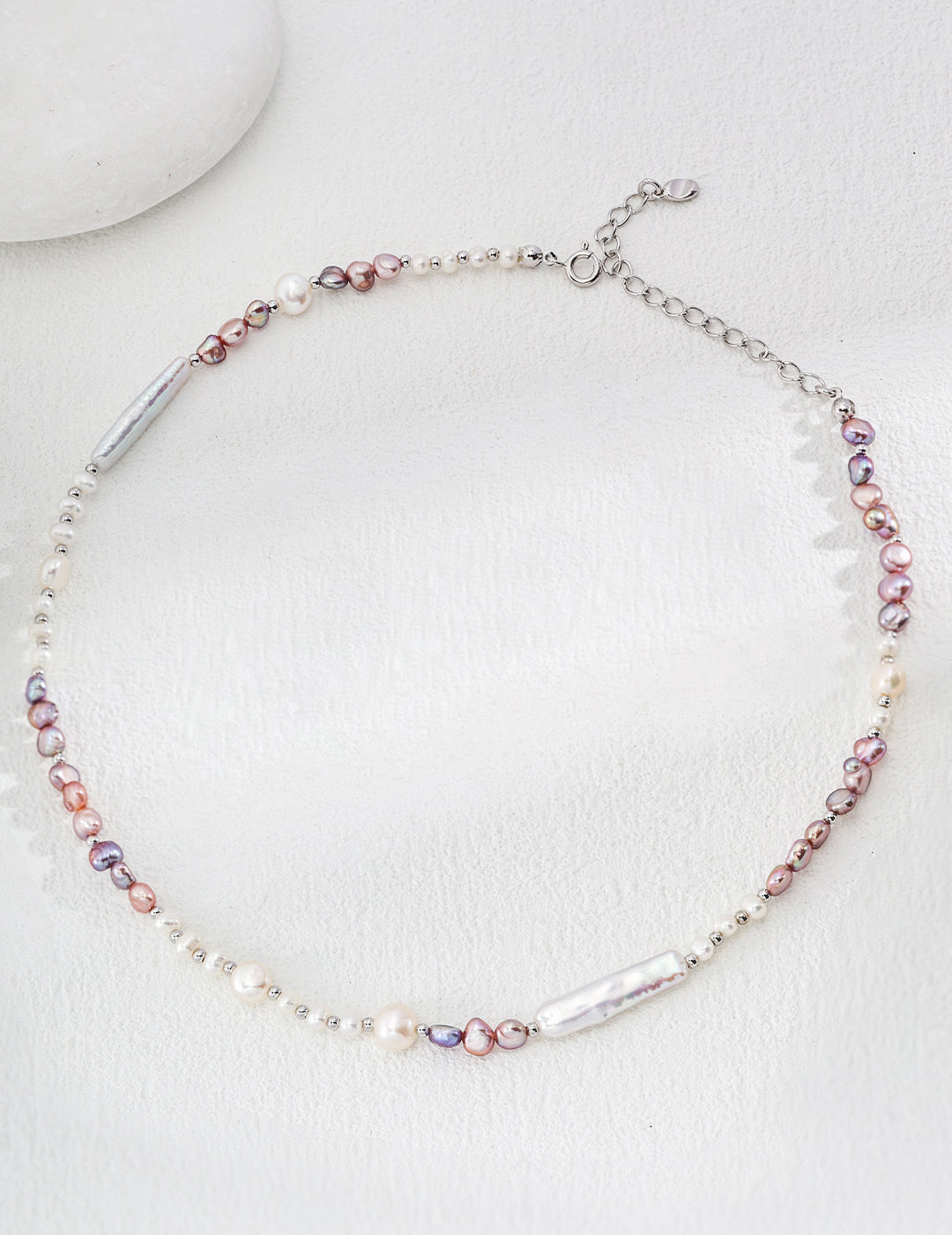 925 Sterling Silver Natural Pearl Necklace - Silver