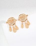 925 Sterling Silver Vintage Cubic Zirconia Earrings - Silver