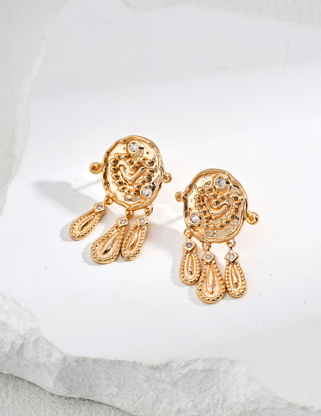 925 Sterling Silver Vintage Cubic Zirconia Earrings - Silver
