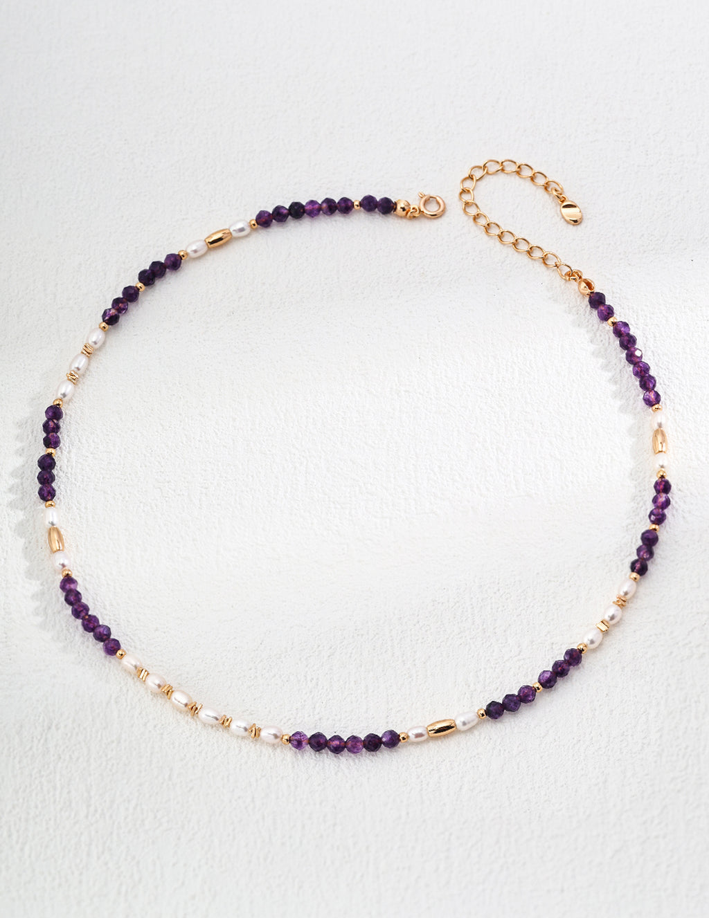 925 Sterling Silver Vintage Natural Pearl and Amethyst Necklace - Silver