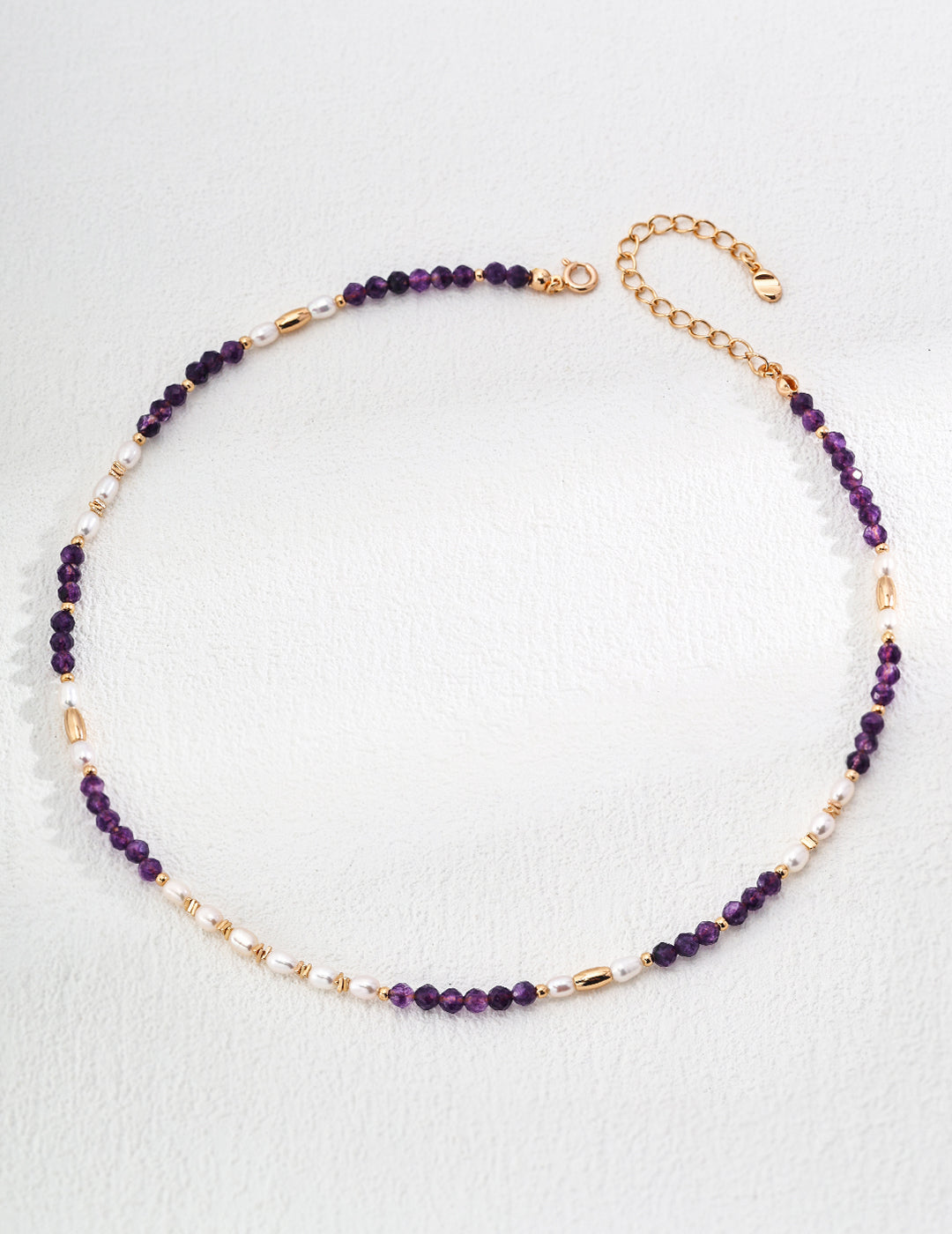 925 Sterling Silver Vintage Natural Pearl and Amethyst Necklace - Silver