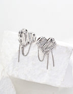 925 Sterling Silver Heart Cubic Zirconia Earrings - Silver