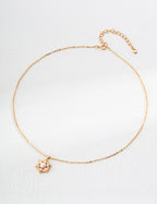 925 Sterling Silver Floral Natural Pearl Necklace - Silver