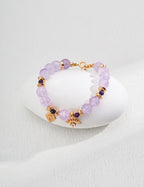 925 Sterling Silver Amethyst and Cubic Zirconia Bracelet in vintage gold and purple amethyst, product view 3