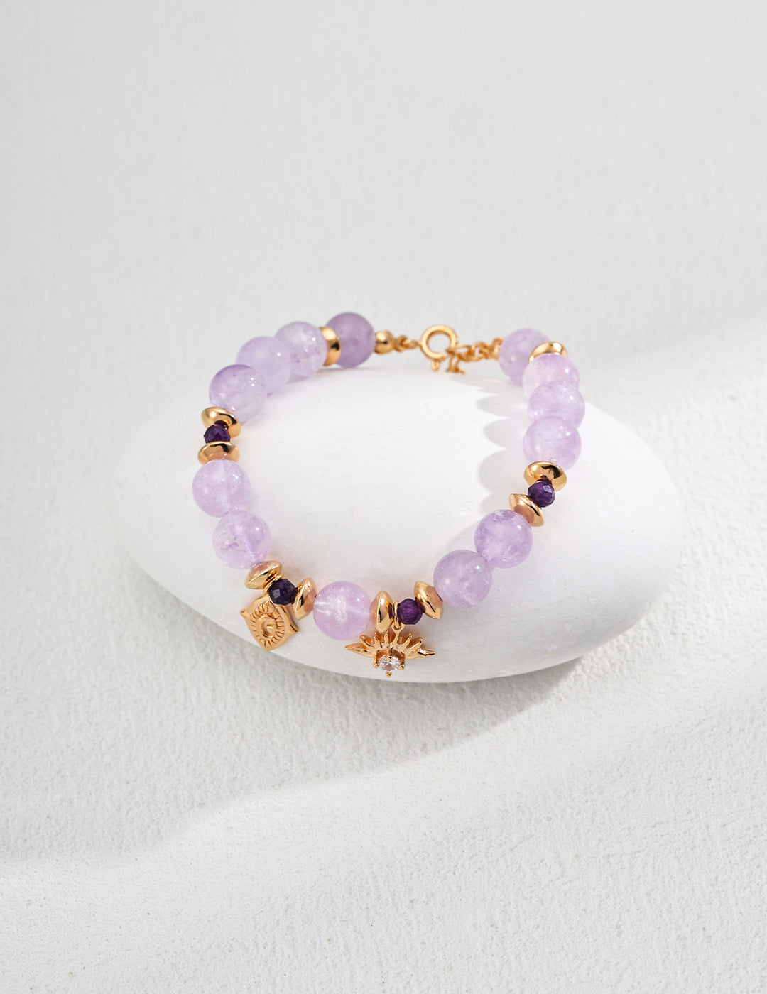 925 Sterling Silver Amethyst and Cubic Zirconia Bracelet in vintage gold and purple amethyst, product view 3