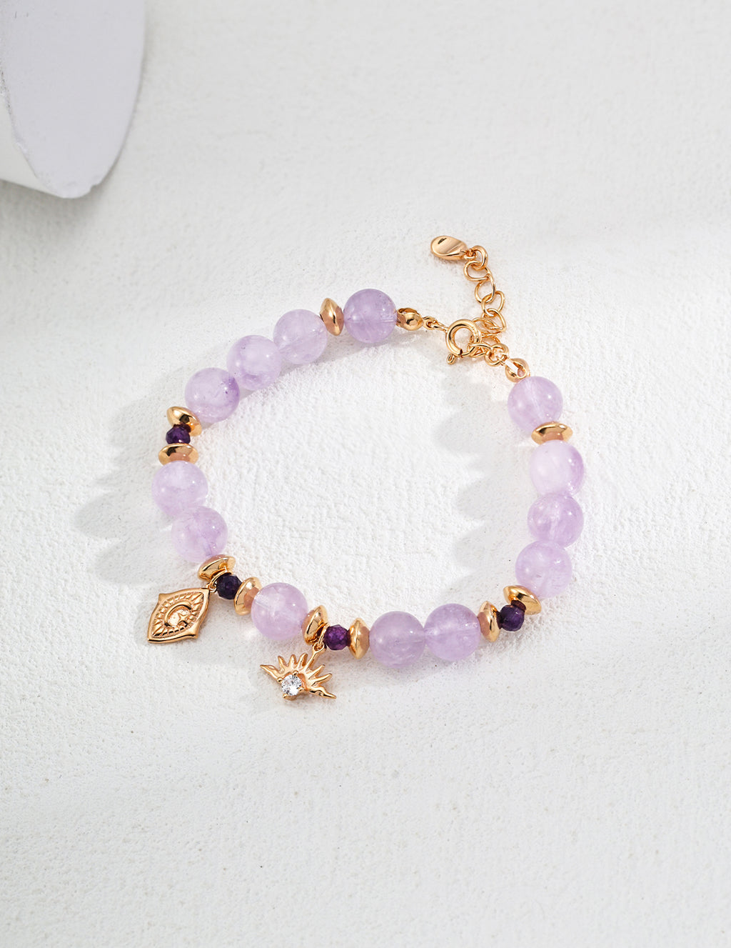 925 Sterling Silver Amethyst and Cubic Zirconia Bracelet in vintage gold and purple amethyst, product view 1